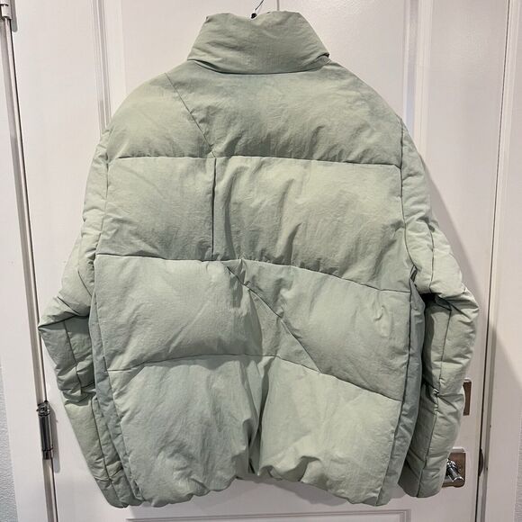 Zara Puffer Jacket Men's Green Mock Neck Long Sleeve Pocket Detail Zip-Up Medium - Picture 16 of 17